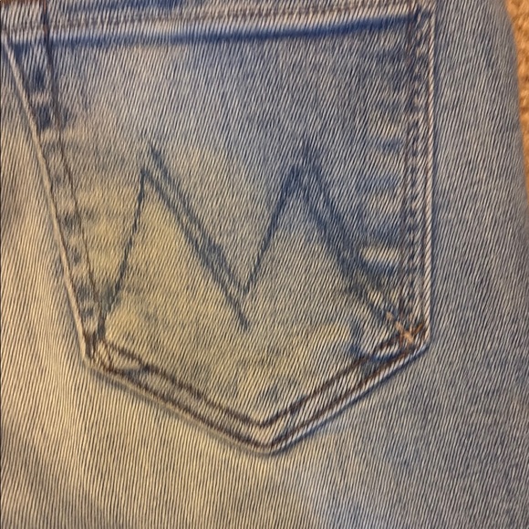 MOTHER Blue High Waisted Looker Ankle fray Au Revoir Jeans 24 - Picture 3 of 7